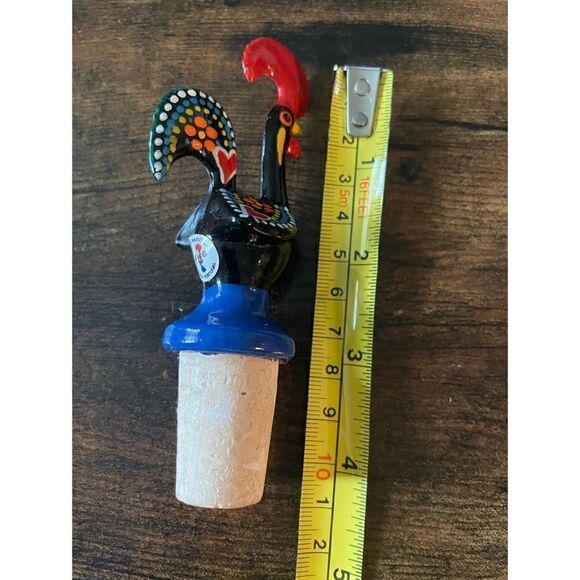 Hand-painted Traditional Portuguese Aluminum Rooster Bottle Spout/ New - Picture 4 of 4